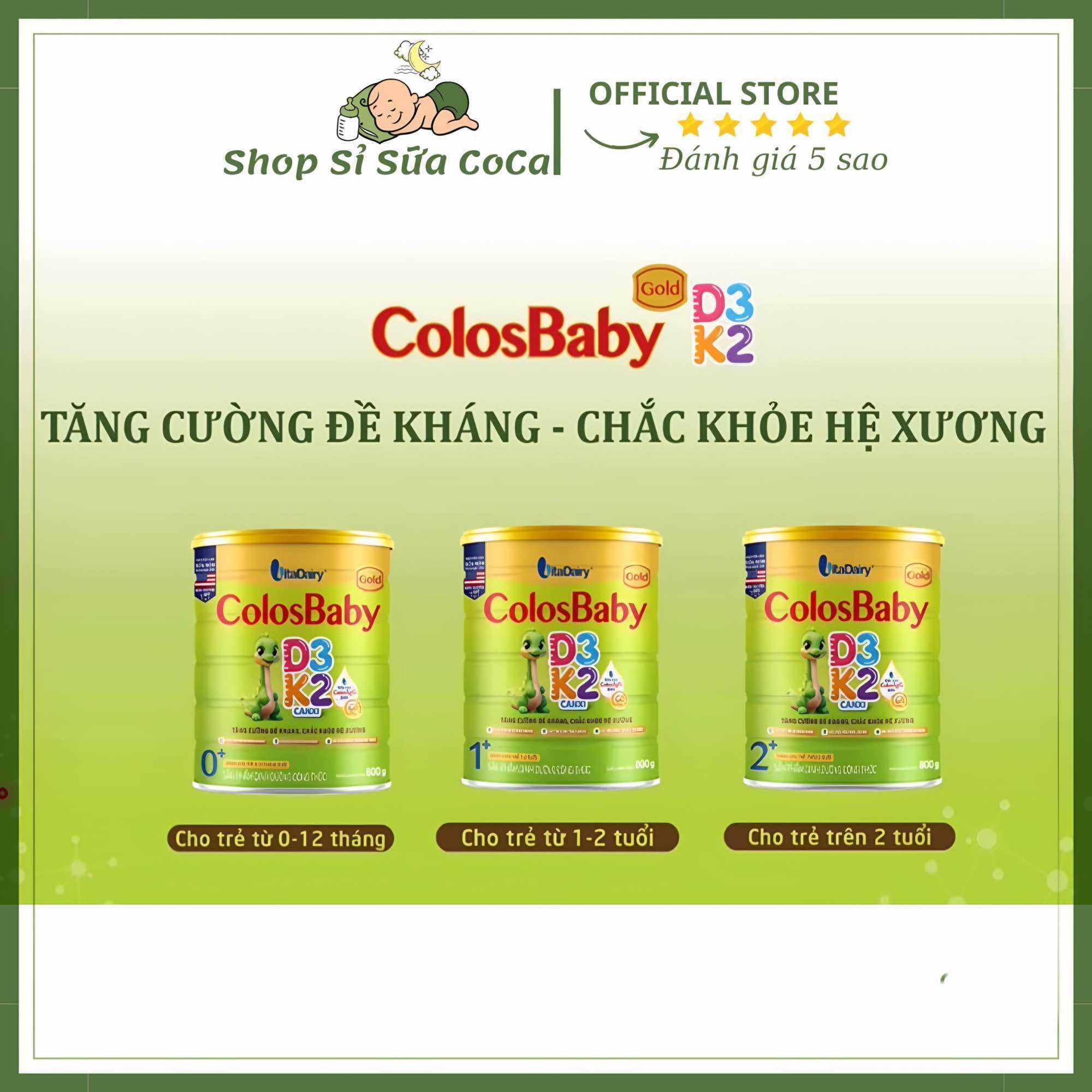 Sữa bột Vitadairy Colosbaby D3K2 800gr mẫu mới