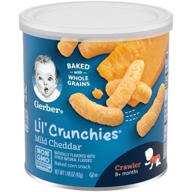 Date 05 22 - 07 22 tùy chọn Bánh ăn dặm Gerber vị phô mai cheddar lon lùn