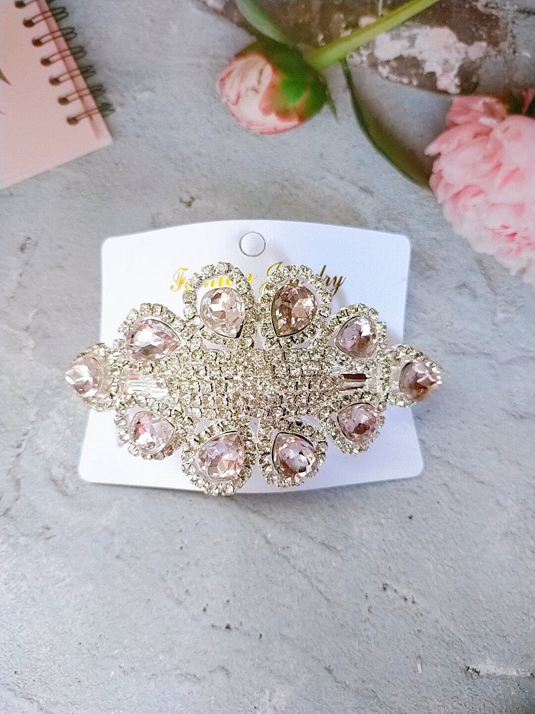 Kẹp đá trắng đính đá cao cấp sáng lấp lánh ( kẹp lớn 10cm)