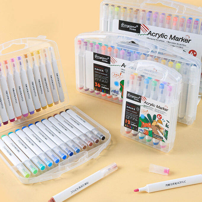 BỘ BÚT MARKER ACRYLIC GIORGIONE THÂN TRẮNG (MÀU CƠ BẢN), THÂN MÀU (MÀU PASTEL). VẼ MỌI CHẤT LIỆU, MỰC KHÔNG PHAI (VẼ GIÀY DÉP, THỦY TINH)