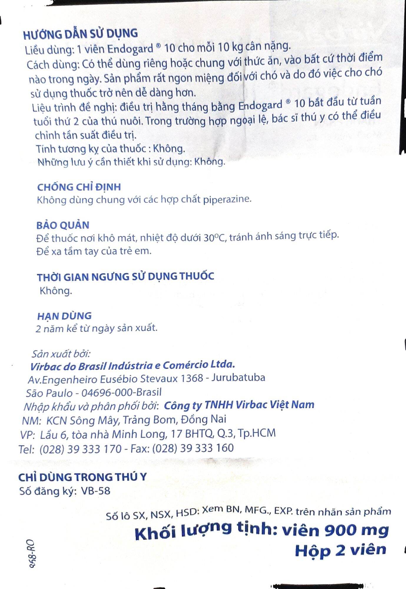 ENDOGARD tẩy giun sán, giun tim cho chó