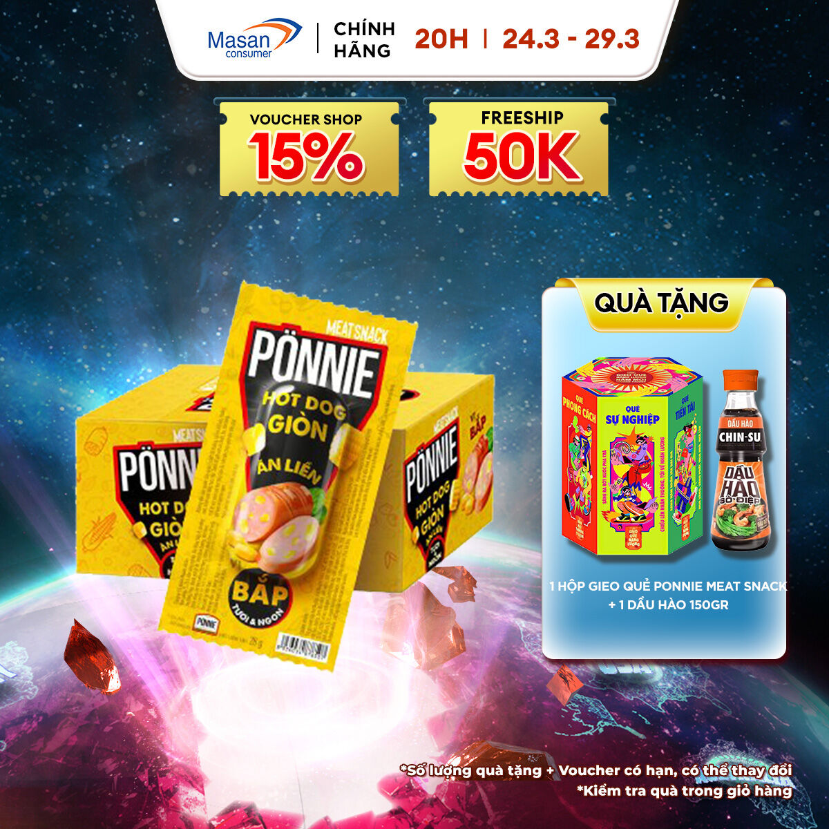 [20H 3-6.4 VC 18% CHO ĐƠN TỪ 199K] Combo 2 Hộp Pönnie Hot Dog Giòn Vị Bắp Và Vị Thạch Dừa