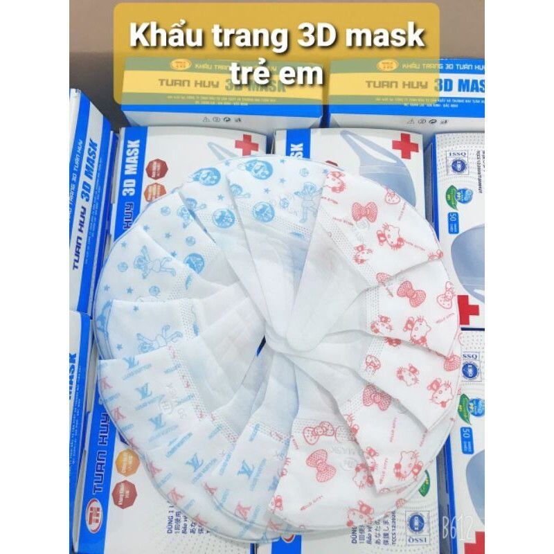 1 hộp 50 chiếc khẩu trang y tế trẻ em 3D