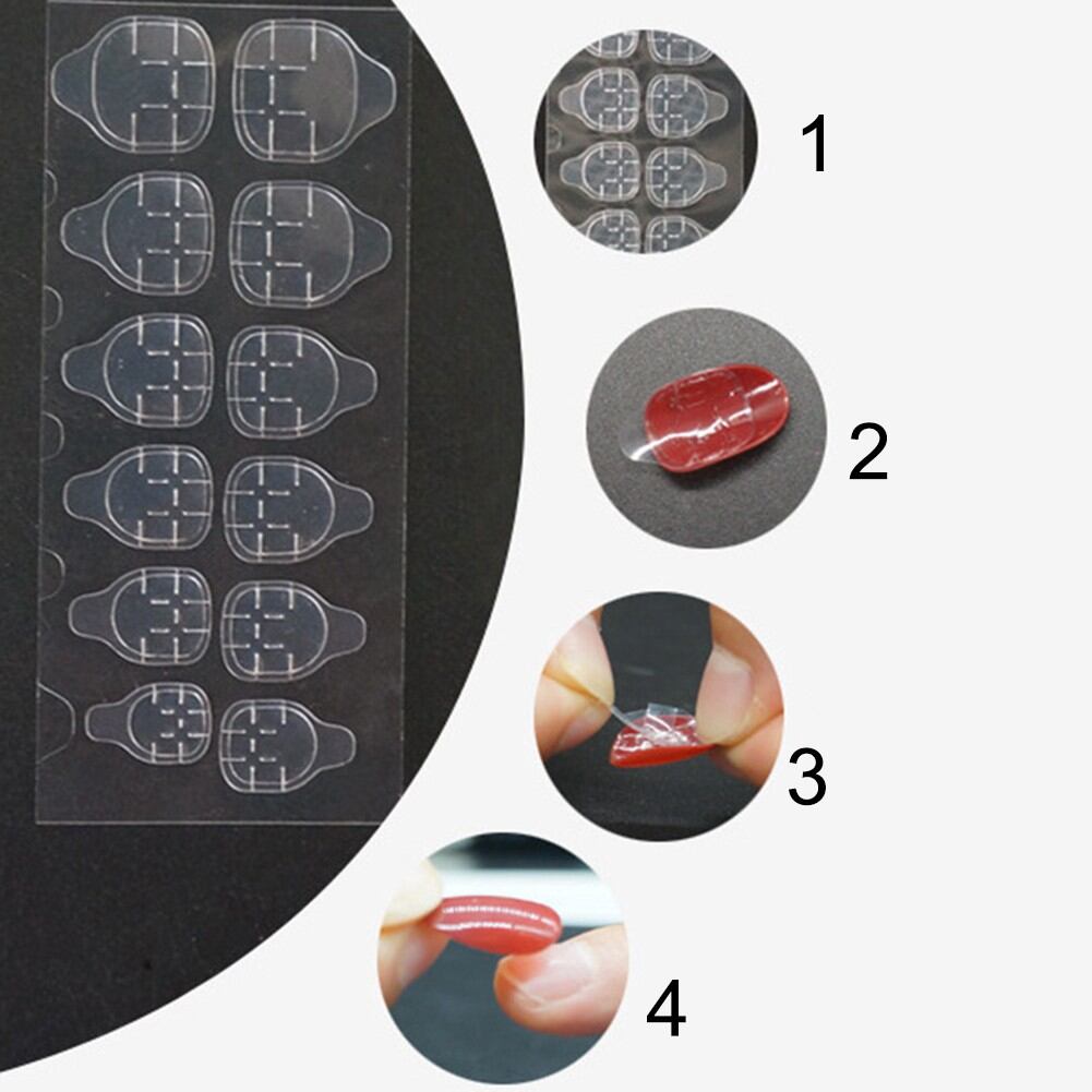 Miếng keo dán móng giả bằng silicon trong suốt, loại 24 miếng dán