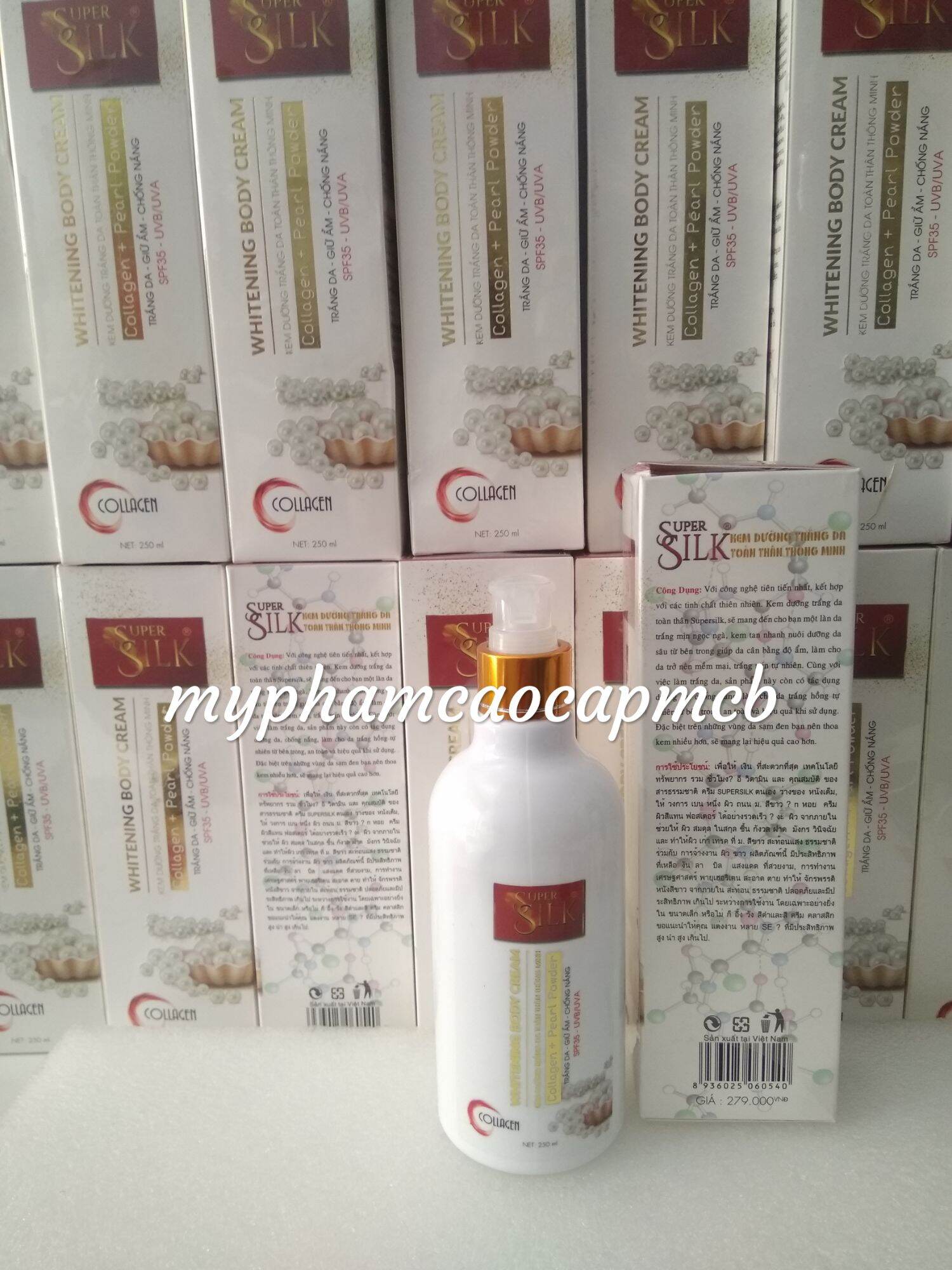 KEM BODY SUPER SILK DƯỠNG TRẮNG DA  250ml