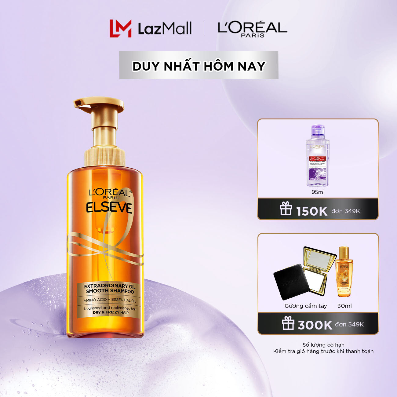Dầu gội dưỡng tóc suôn mượt tóc cao cấp L'Oreal Paris Extraordinary Oil Sleek 440ml
