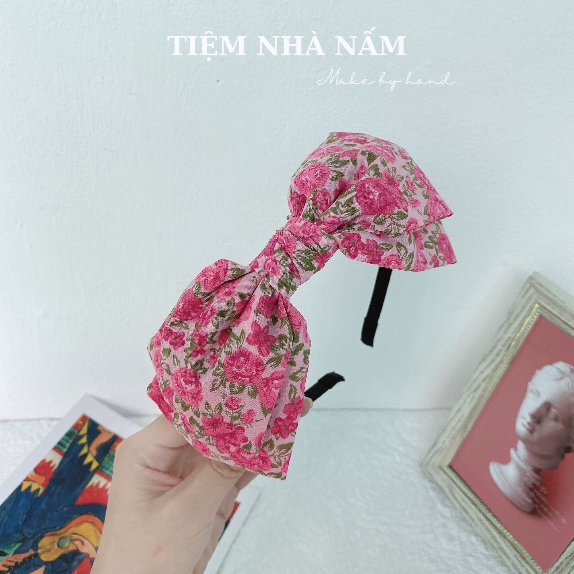[HCM]?? BỜM / CÀI TÓC NƠ HOA HỒNG XINH XẮN - [ Nhà Nấm handmade ]