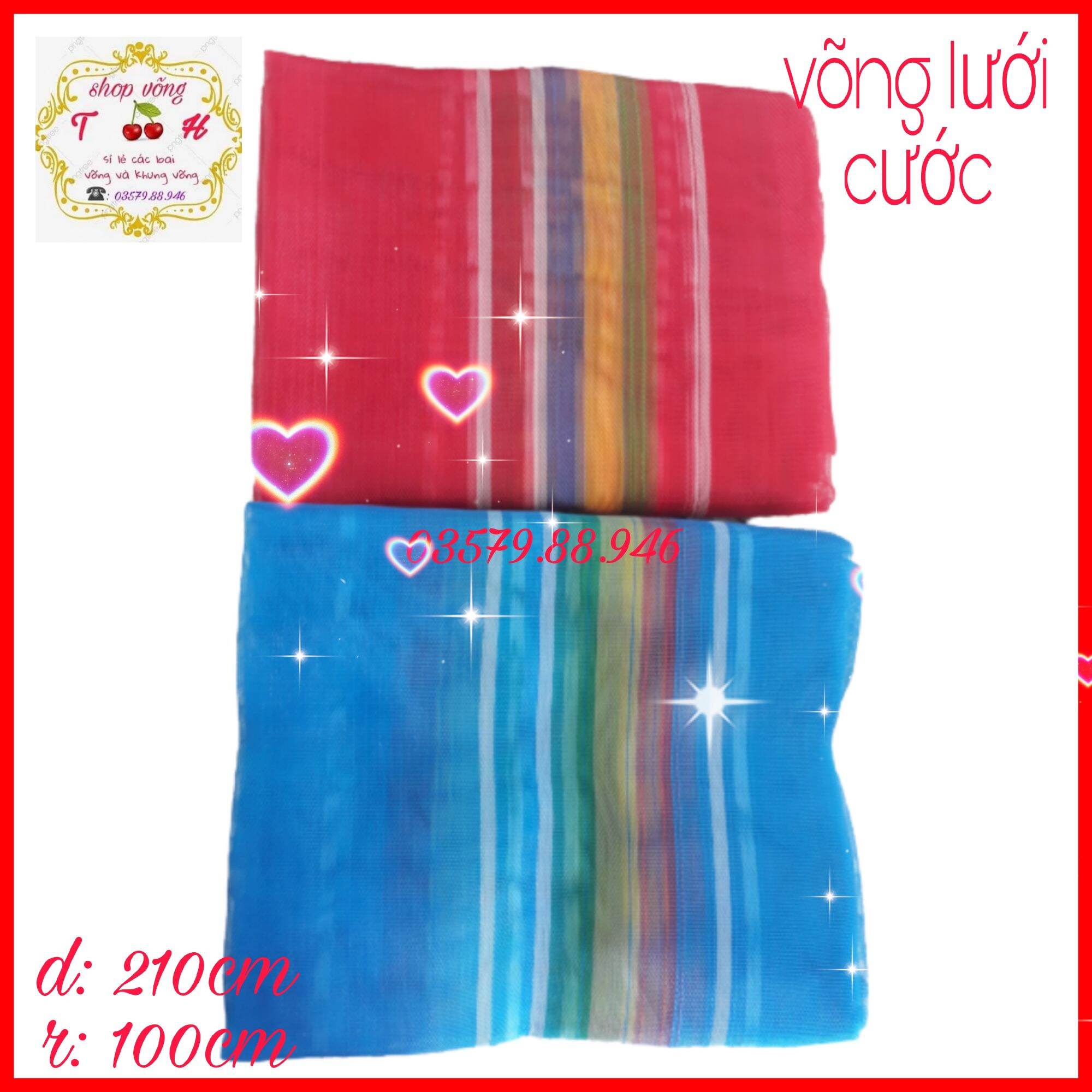Võng Lưới Cước Cafe nhiều màu 2m1 x 1m (kèm 3 mét dây dù)