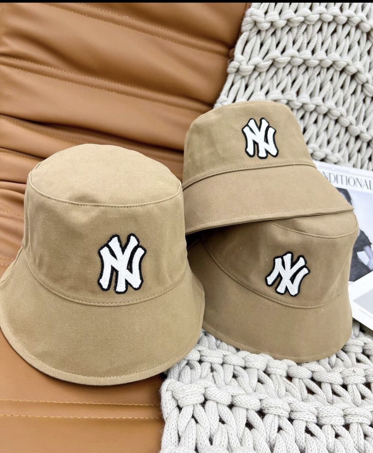 Mũ bucket mlb logo NY