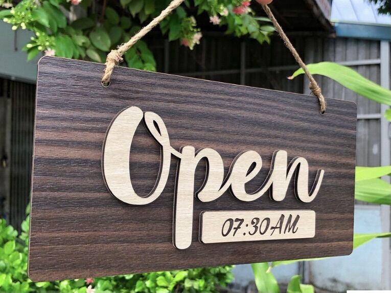 Bảng gỗ Open - Closed 2 mặt treo tường Decor Vintage