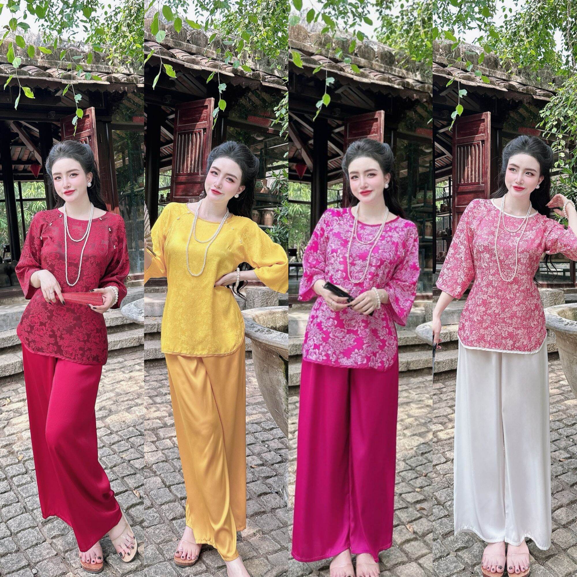 Set lam gấm 2 da phối quần latin 12 cút ngọc