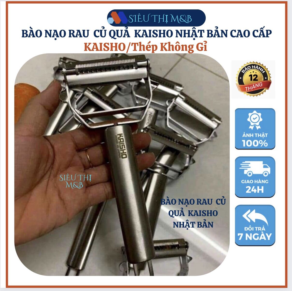 Dụng Cụ Bào Rau Củ Quả KAISHO Nhật Bản,Chất Liệu Inox304 Không Gỉ Sét.Nạo Bào Gọt Rau Củ Quả Cầm Tay Đa Năng 3 in1,Thiết Kế Nhỏ Gọn Dầy Dặn Chắc Chắn Siêu Sắc Siêu BềnSiêu Thị M&B