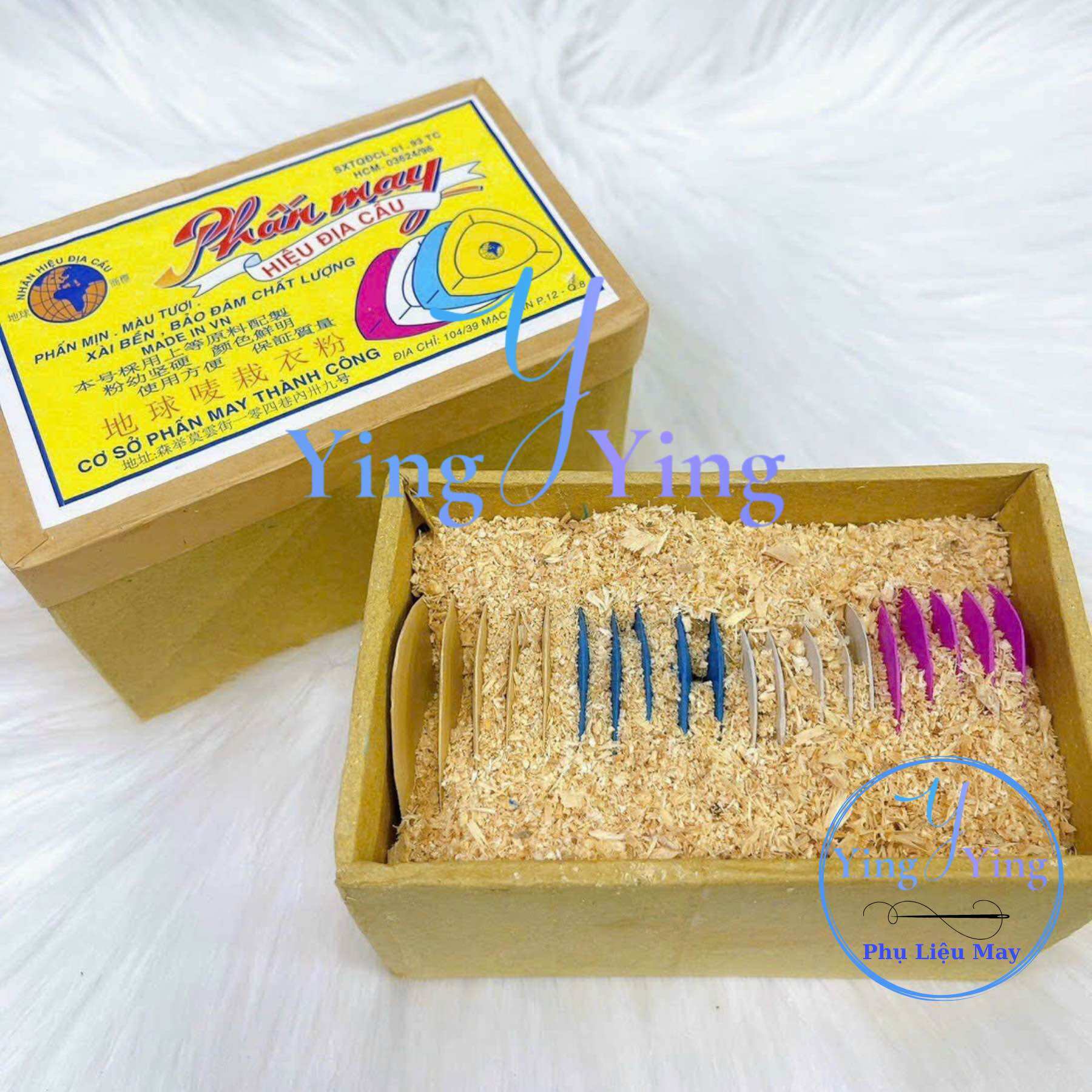 1 hộp 20 viên Phấn May Địa Cầu, Phấn vẽ vải, hiệu phấn tốt dễ sử dụng