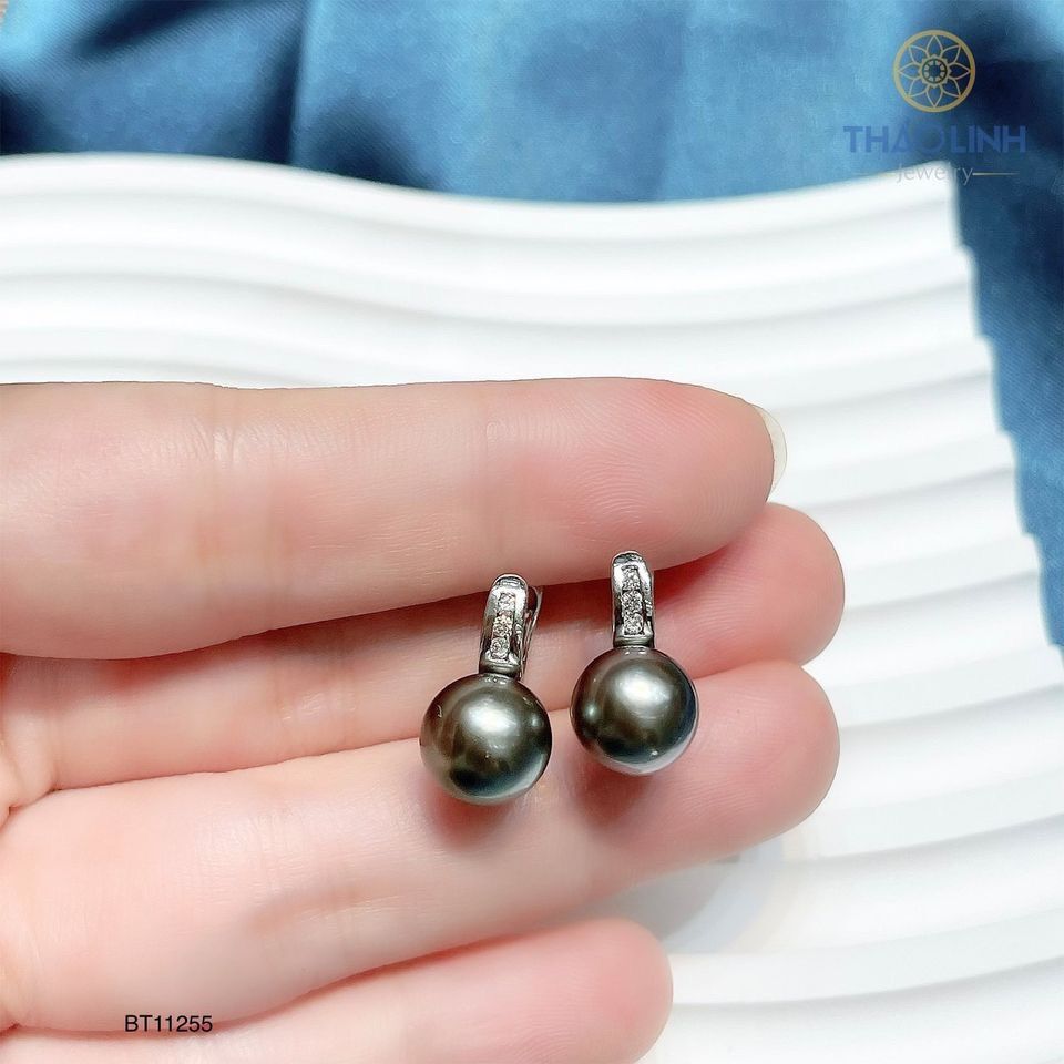 Bông tai ngọc trai đính kim cương tự nhiên