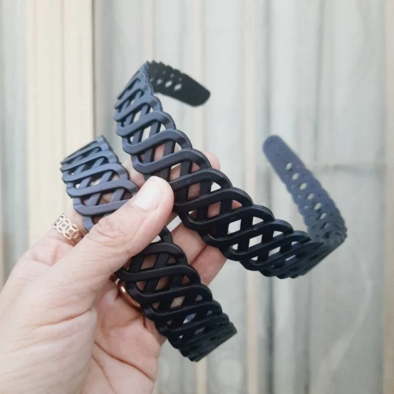 Bờm cài tóc caro đen nhám 2p5 (bản 2.5cm)