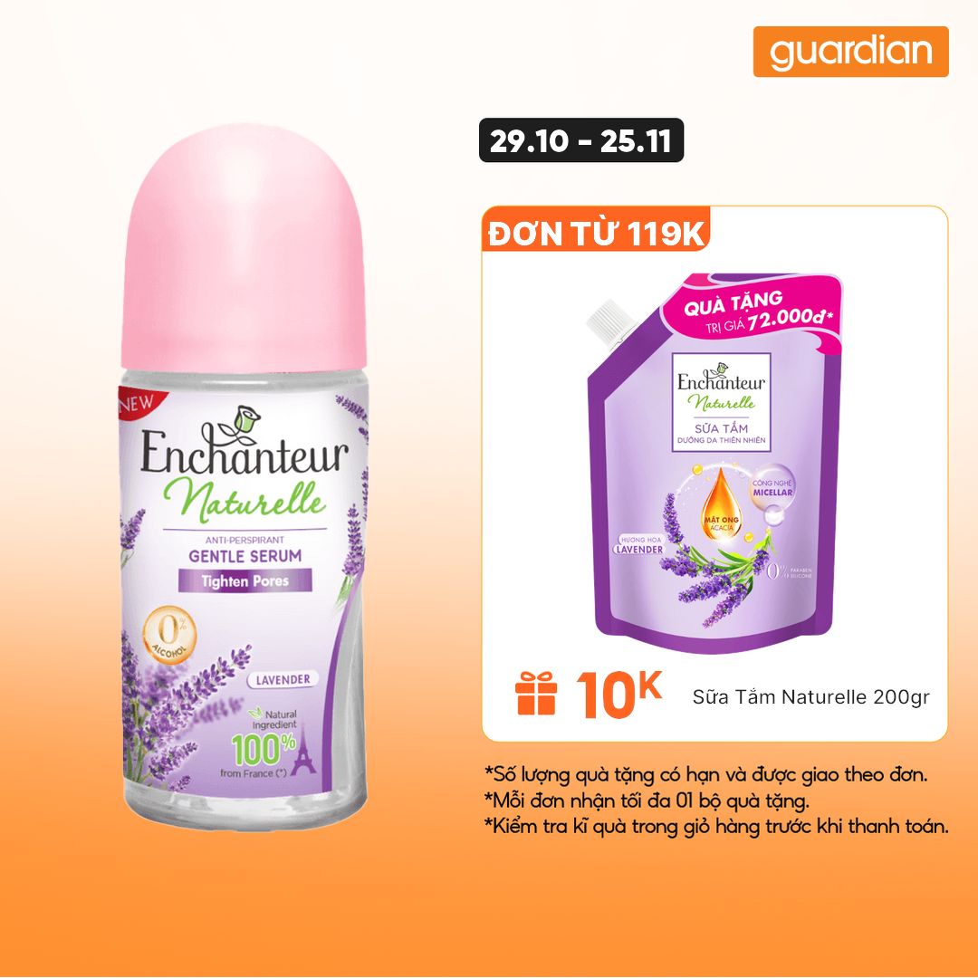 Lăn Khử Mùi Thiên Nhiên Dịu Nhẹ Se Khít Lỗ Chân Lông Enchanteur Tighten Pores Hương Lavender 50Ml G