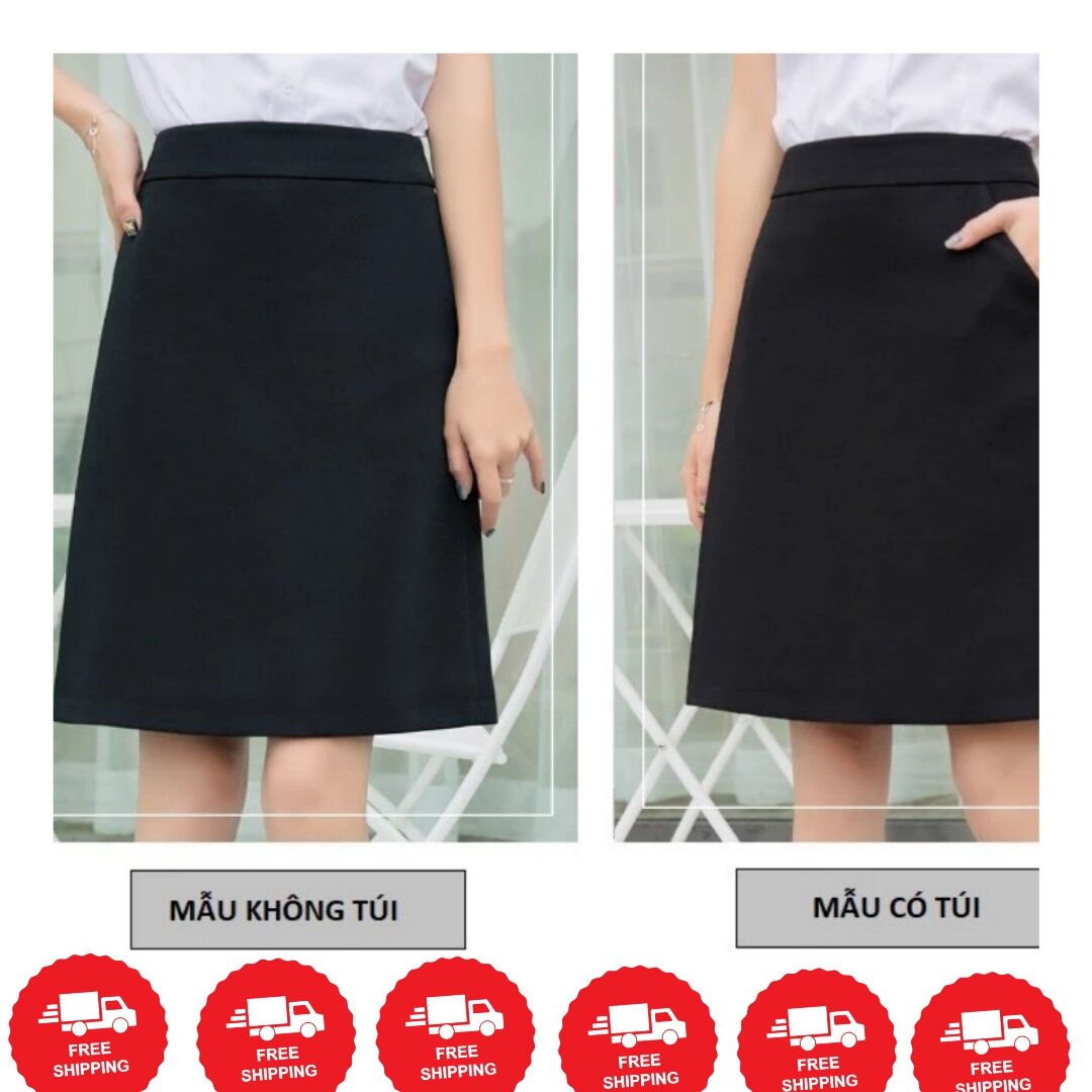 (S-5XL)-Chân váy công sở dáng A dài gần tới gối (52cm), hàng may kỹ// Có Bigsize// Chỉnh theo số đo miễn phí