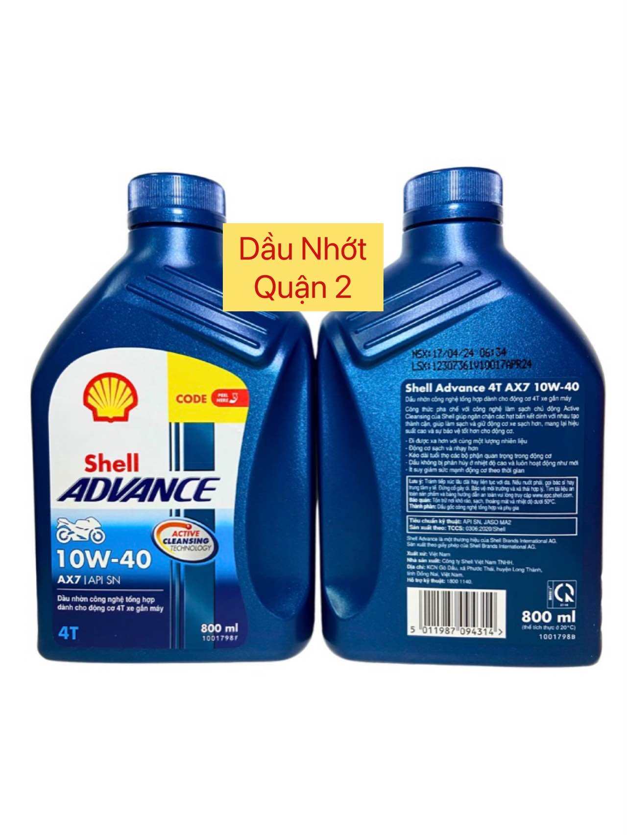 Dầu nhớt Shell advance ax7 dành cho xe số 800mL