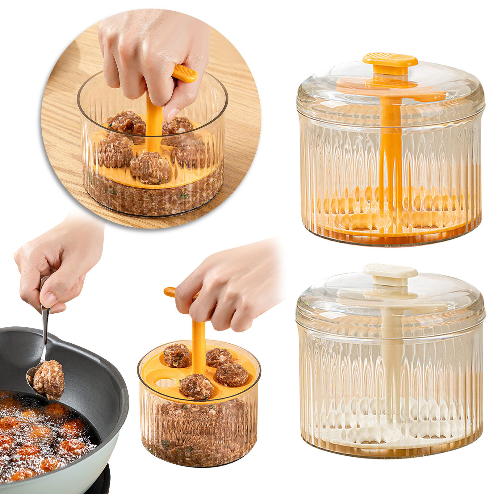 Bộ Máy Làm Thịt Viên Quintuple Có Hộp Đựng Bảo Quản Và Nắp Dụng Cụ Ép Nhà Bếp Sáng Tạo Cho Máy Xay Thịt Nhựa Thân Thiện Với Môi Trường
