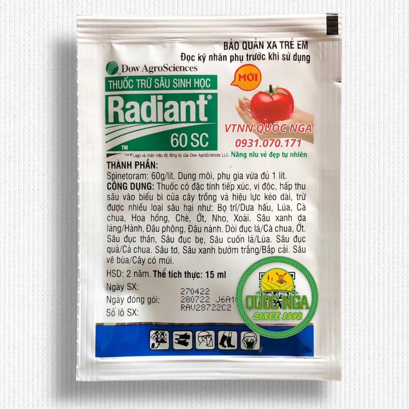 THUỐC TRỪ SÂU SINH HỌC RADIANT - CÁCH LY CỰC NGẮN, CHUYÊN TRỪ SÂU, BỌ TRĨ