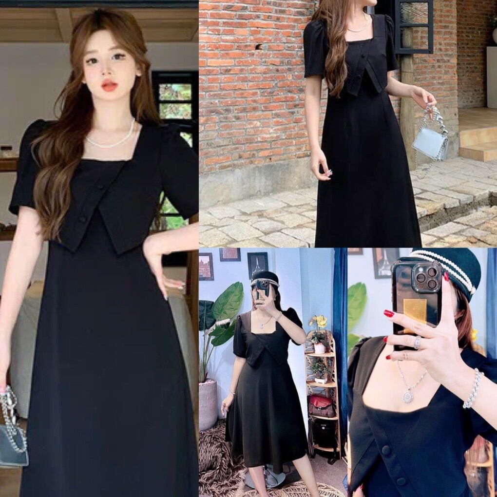 Đầm Maxi cổ vuông Bigsize 60-90 ký thời trang nữ dành cho khách ngoại cỡ