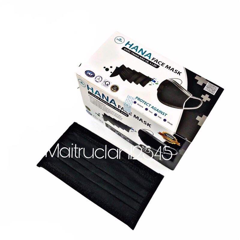 Khẩu trang y tế màu đen Hana 4 lớp 50 cái