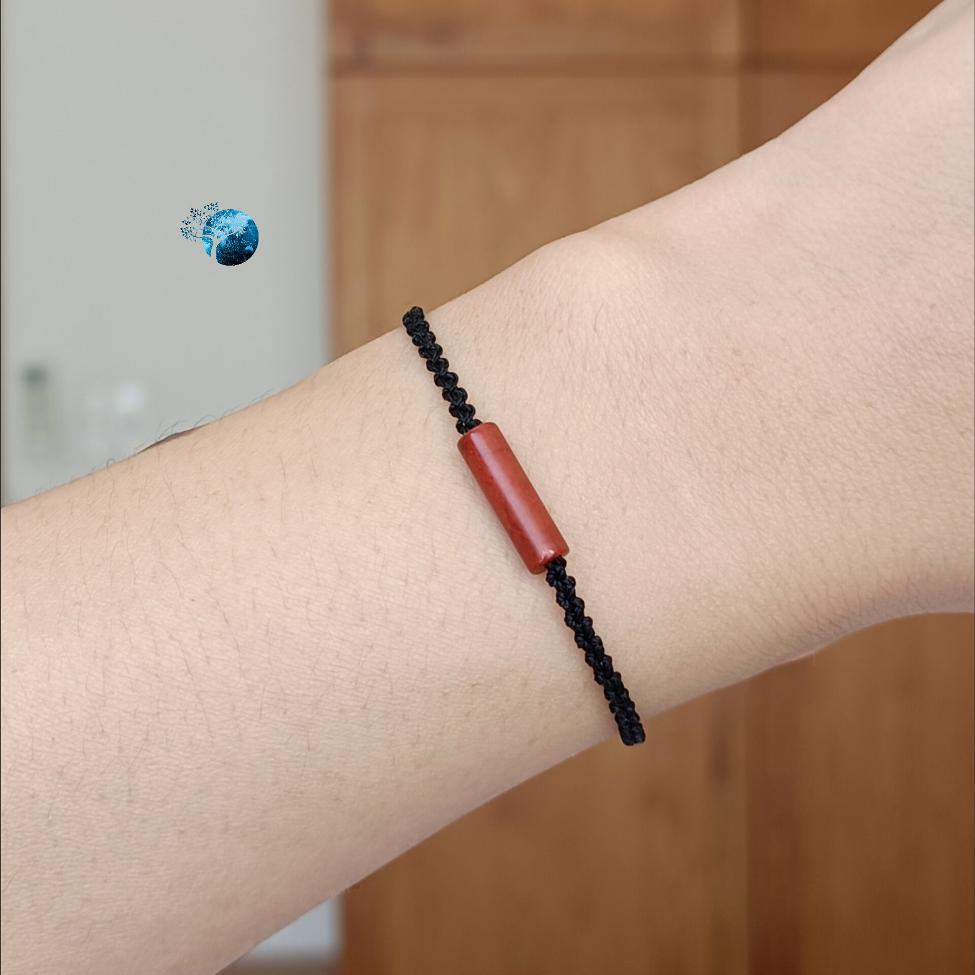 Vòng tay tết dây lu thống đá jasper đỏ