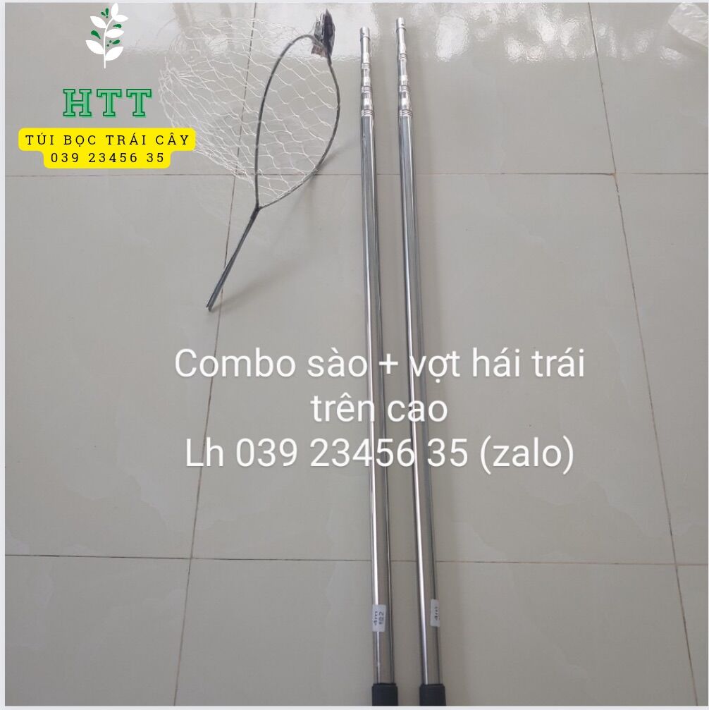 Freeship max/ flash sale 23-24.07 sào inox 4m và vợt hái trái cây tiện lợi có luôn lưỡi hái - vật tư nông nghiệp
