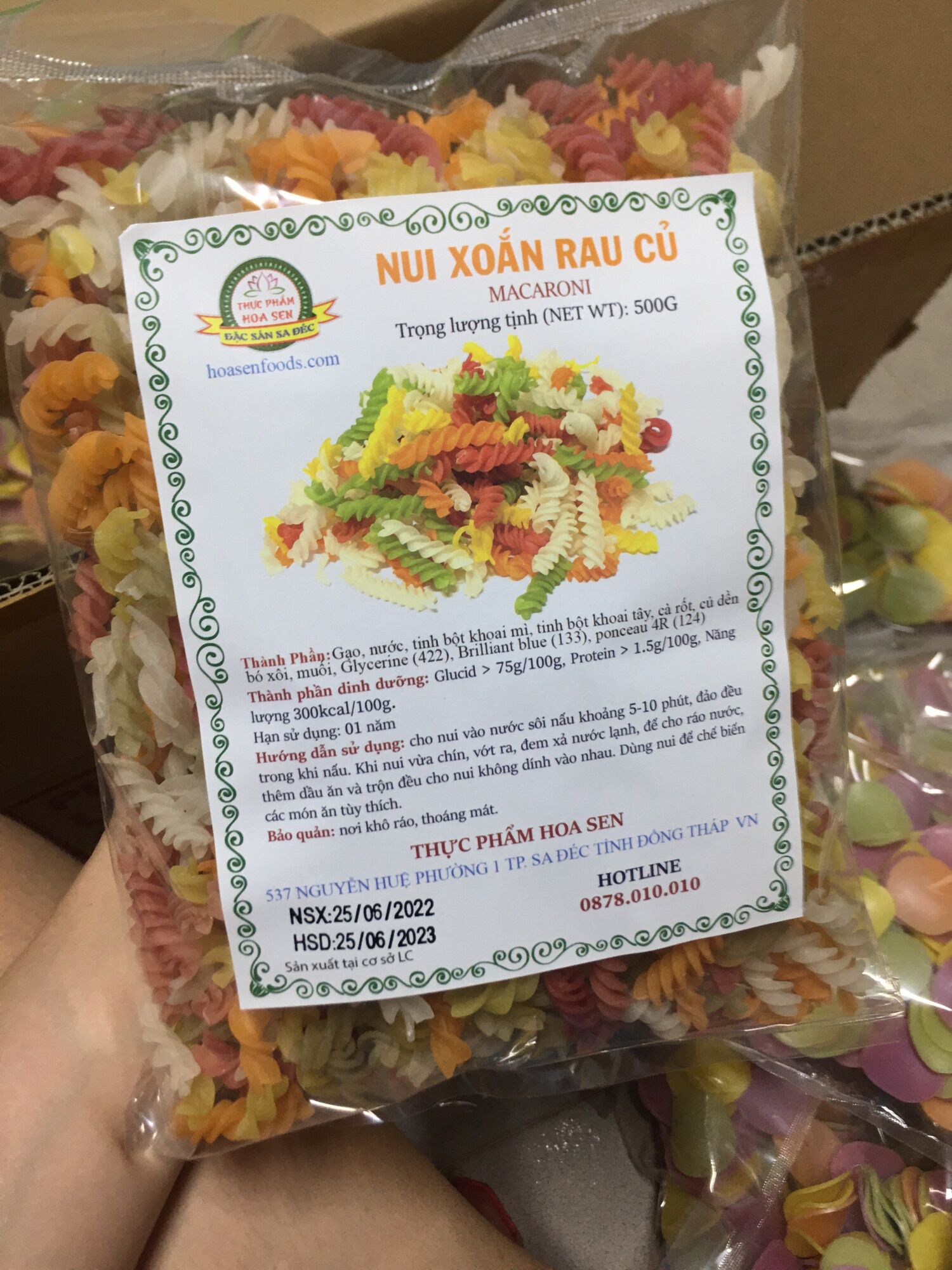 Nui xoắn rau củ 500g