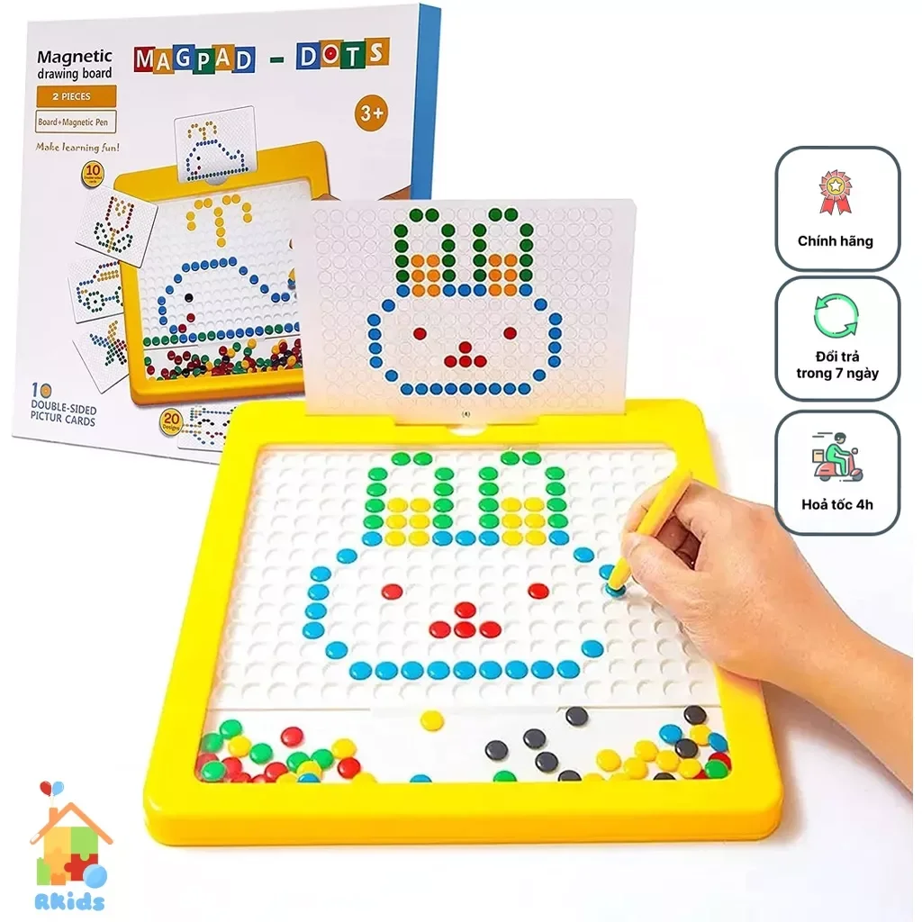 Bảng xếp hình cho bé tặng kèm 1 bút với 20 hình mẫu