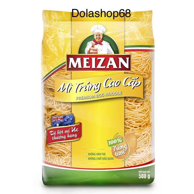 Mì trứng cao cấp MEIZAN dai ngon tự nhiên, không Hàn the, không chất bảo quản làm mì xào, mì nước, hay mì lẩu