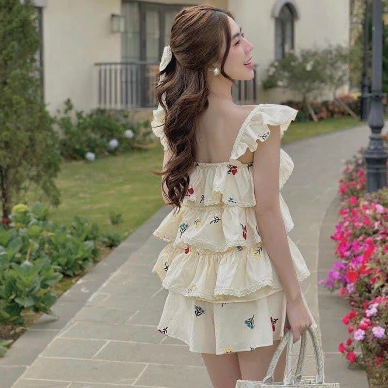 (SHOP TÁO ĐỎ BIGSIZE 50KG ĐẾN 90KG) set áo hoa tầng và quần