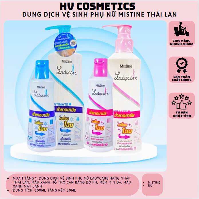 MUA 1 TẶNG 1 - DUNG DỊCH VỆ SINH VÙNG KÍN PHỤ NỮ LADY CARE THÁI LAN - MÁT LẠNH SẠCH SÂU MỀM MỊN CÂN BẰNG PH - CHAI 250ML TẶNG KÈM CHAI 50ML