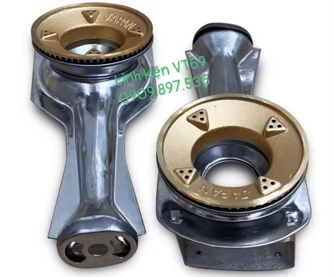 Combo 2 bộ họng đầu đốt bếp gas gồm : 2 điếu inox 430 và 2 đầu đốt  bằng đồng thau  chia lửa  cho bếp ga ( tổng cộng 4 món)