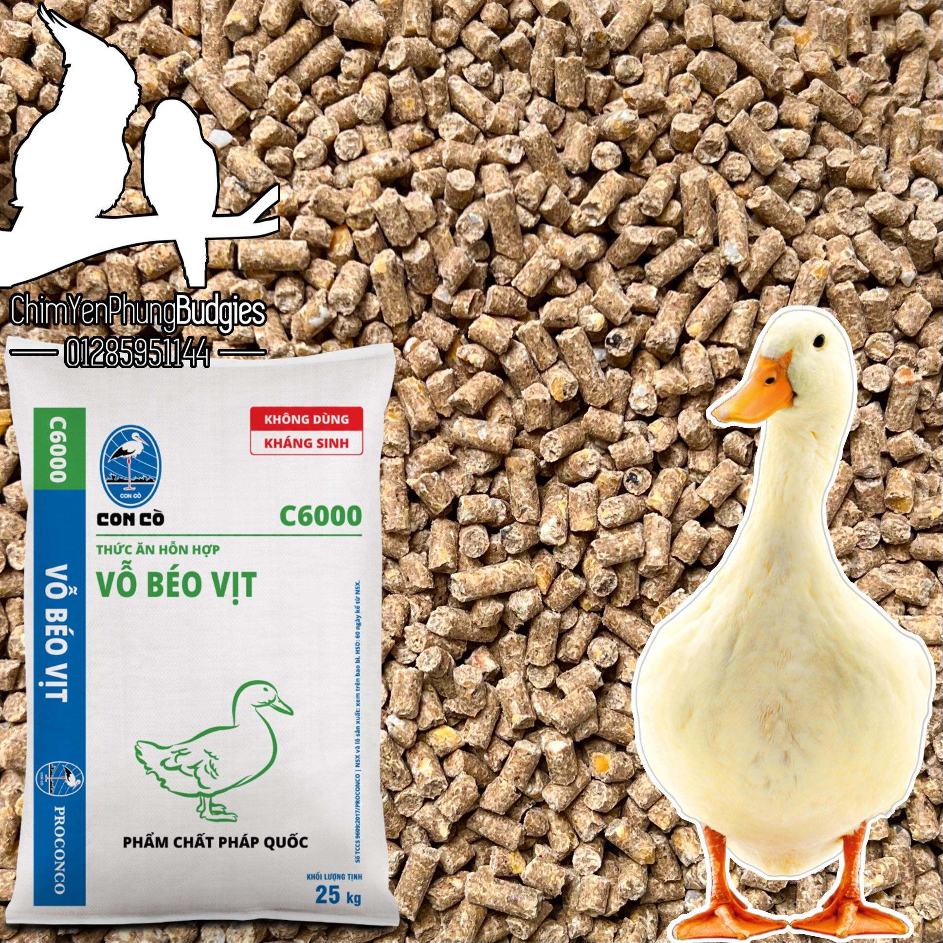 1kg Cám Con Cò C6000 Thức ăn hỗn hợp vỗ béo vịt.