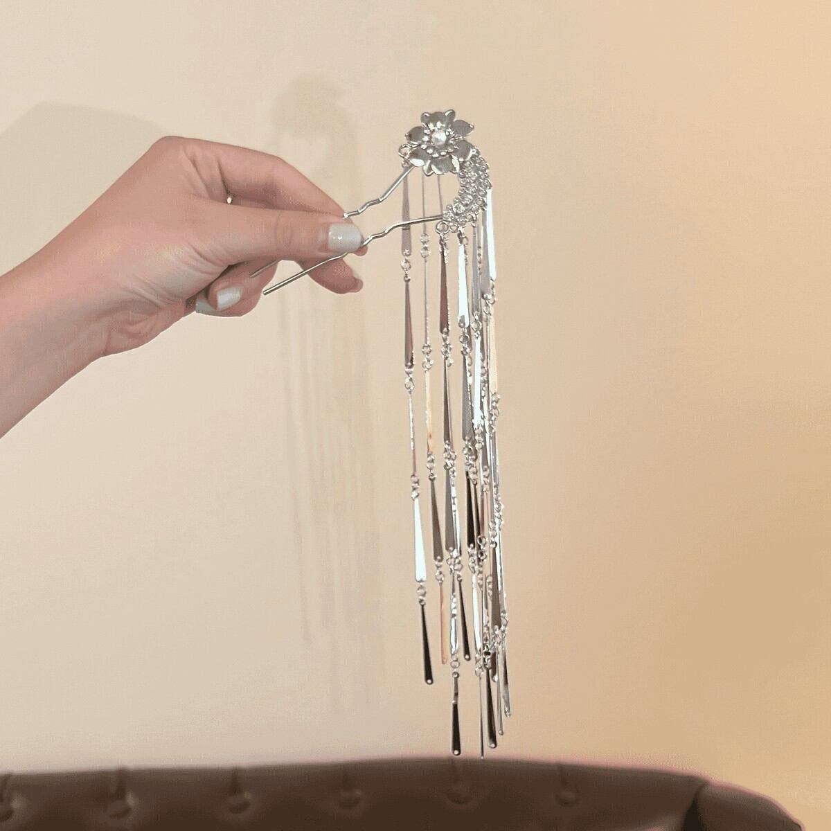 New Chinese Style Floral Wind Chimes U-Shaped Hairpin Long Tassel Hairpin Ethnic Style Cool Traditio