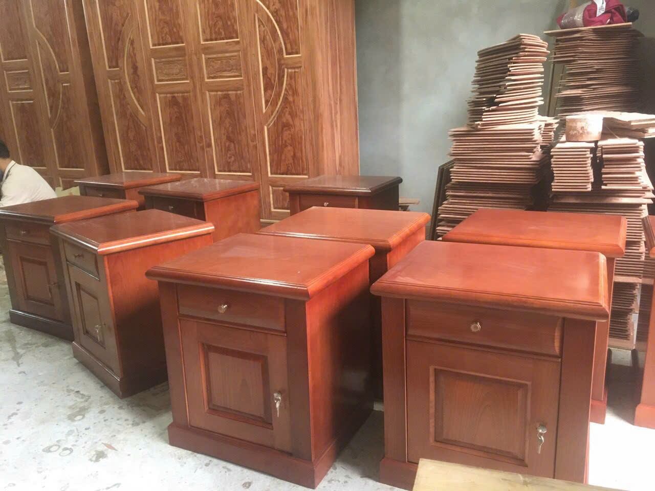 Tủ đầu giường, tủ gỗ mini xoan đào và hương xám có khoá