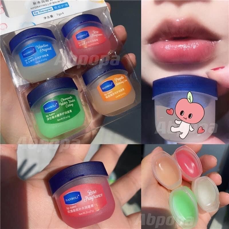 Vaseline dưỡng môi set 4 hũ