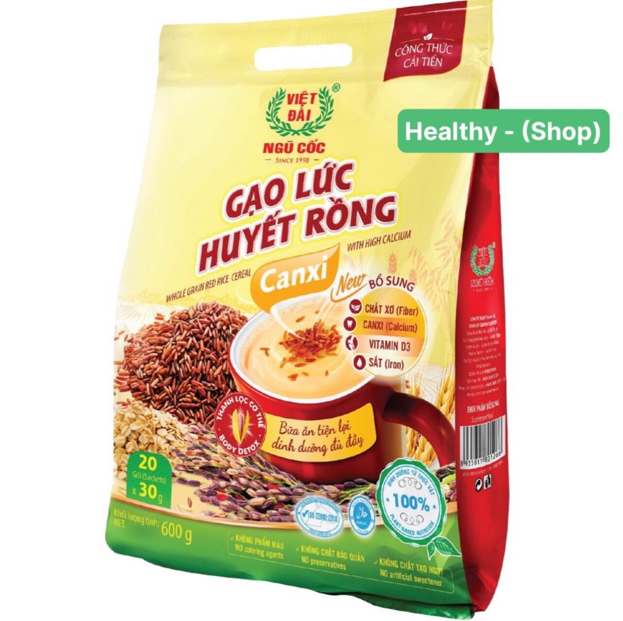 Bột ngũ cốc gạo lức canxi việt đài 600gr