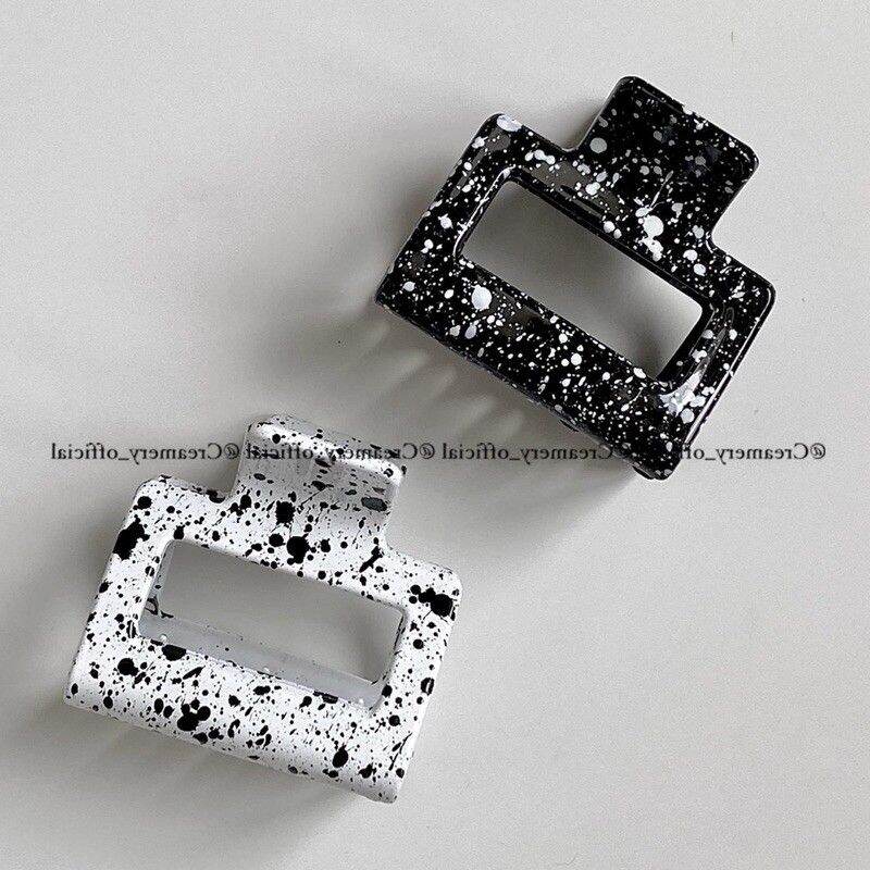 VANZE Kẹp Tóc Kẹp Càng Cua Đen Trắng Họa Tiết Bò Sữa Phong cách Hàn Quốc