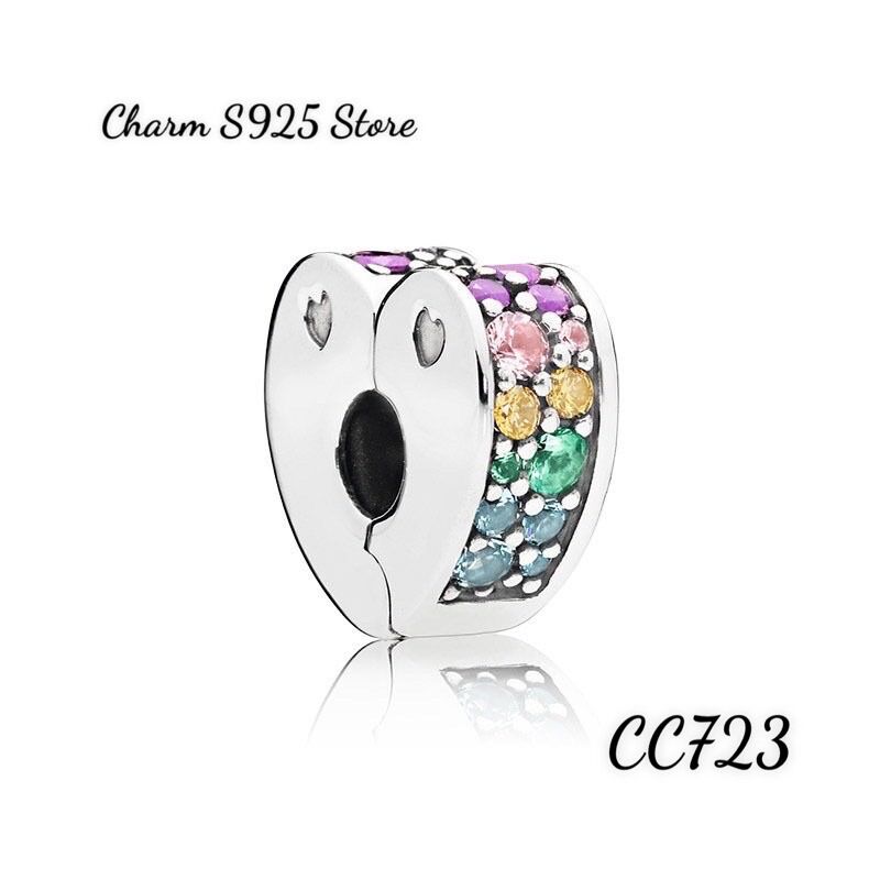 Pan ale charm khoá chặn tim 7 màu bạc s925 cao cấp