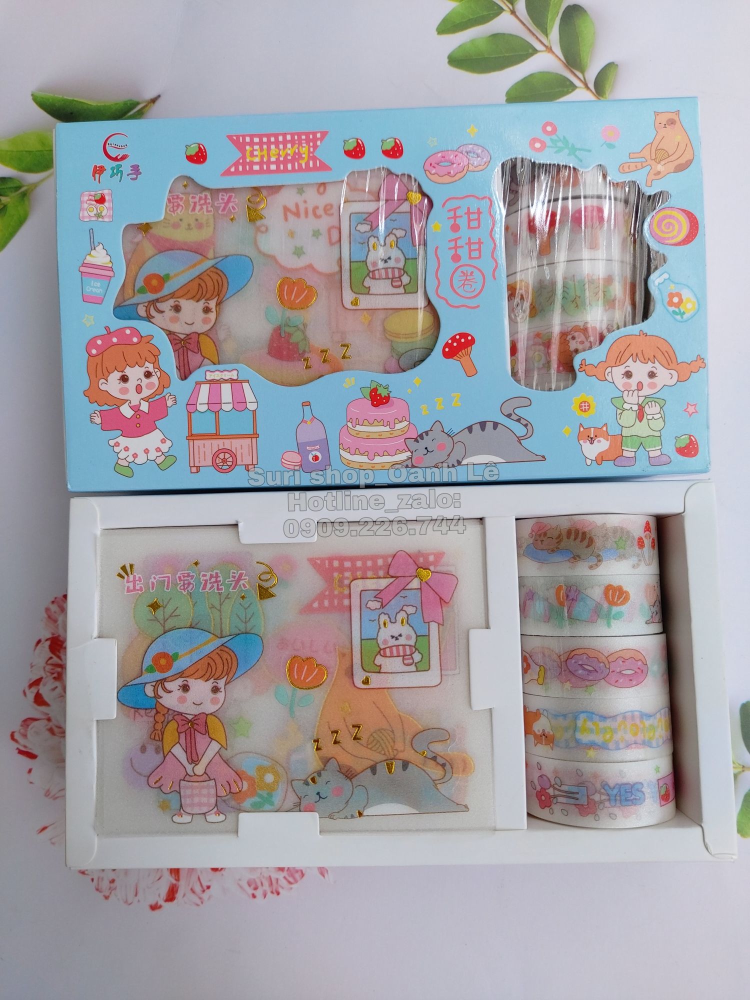 Hộp washi + ticker hình siêu lung linh dễ thương