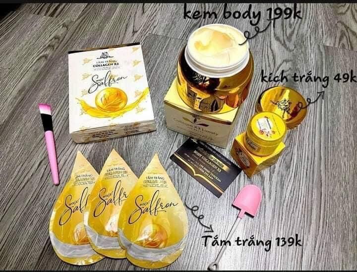 [HCM]COMBO TẮM TRẮNG COLLAGEN X3 + KEM BODY LUXURY COLLAGEN X3 + KÍCH TRẮNG X3 MỸ PHẨM ĐÔNG ANH