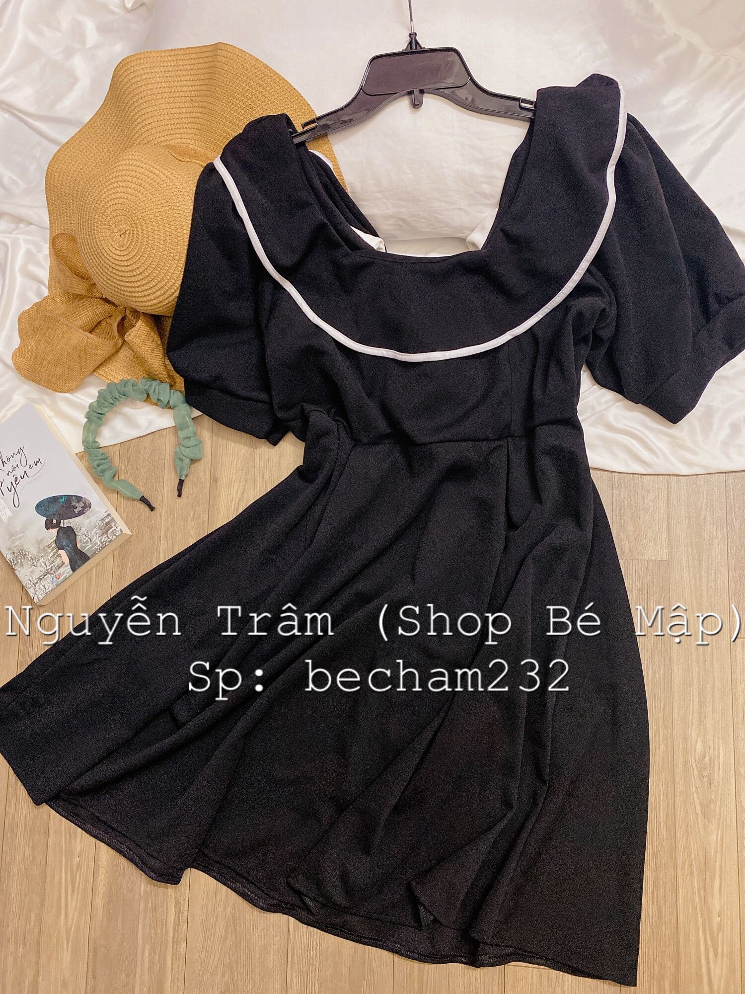 Đầm Xoè Cổ Bèo Cột Nơ Lưng BigSize 67-88Kg [Hình Thật Chính Chủ]