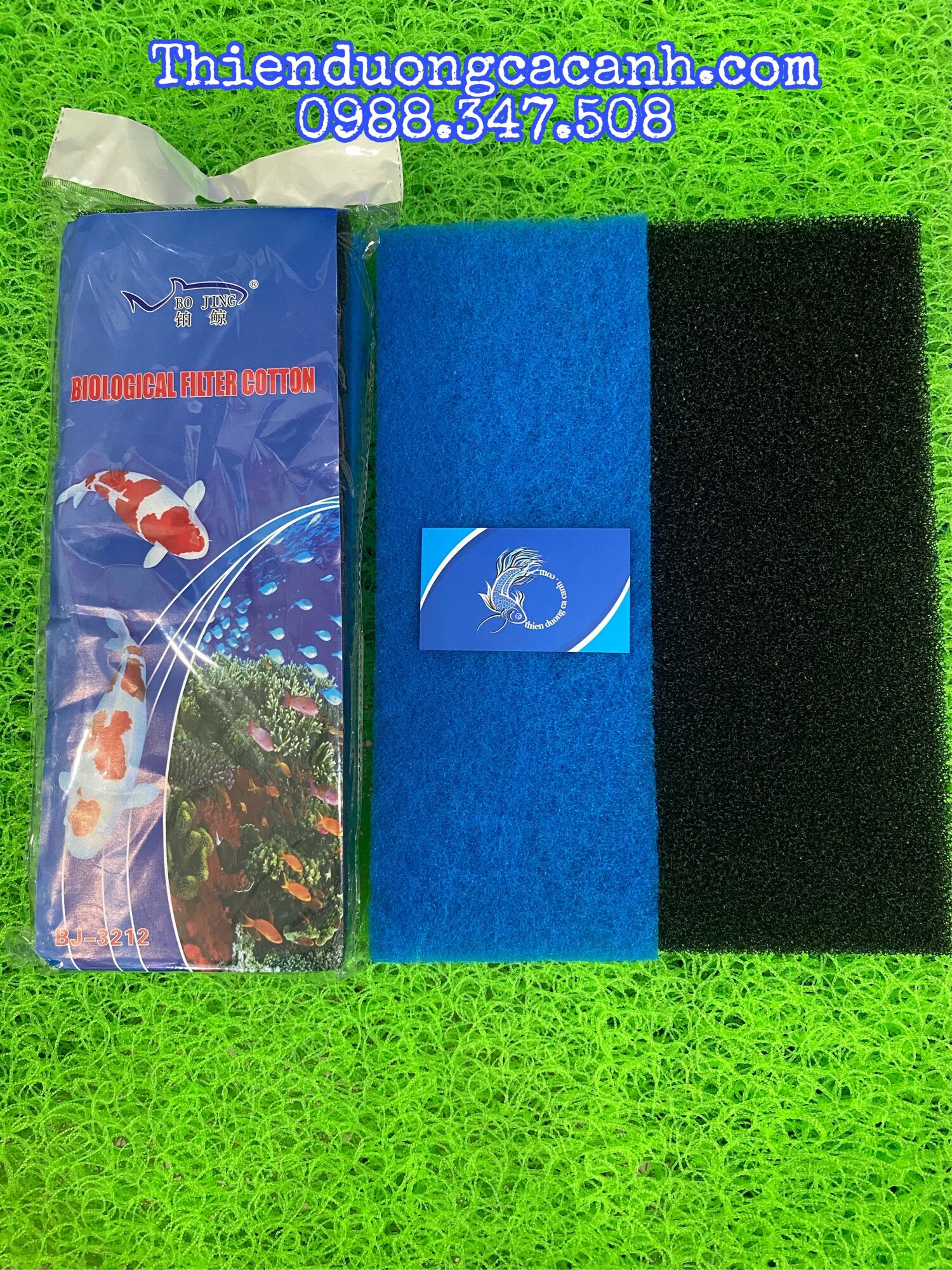 Bông Lọc Cao Cấp 2 Lớp Xanh Đen BOJING-32cmx12cm Cho Bể Cá