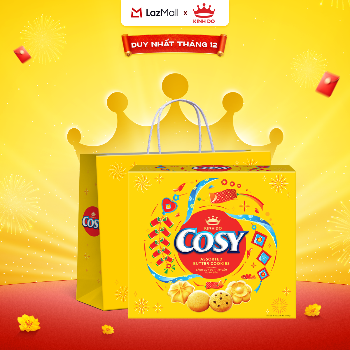   CÓ TÚI GIẤY  Bánh quy Cosy Tết Thập cẩm bơ sữa hộp Tết 315g 