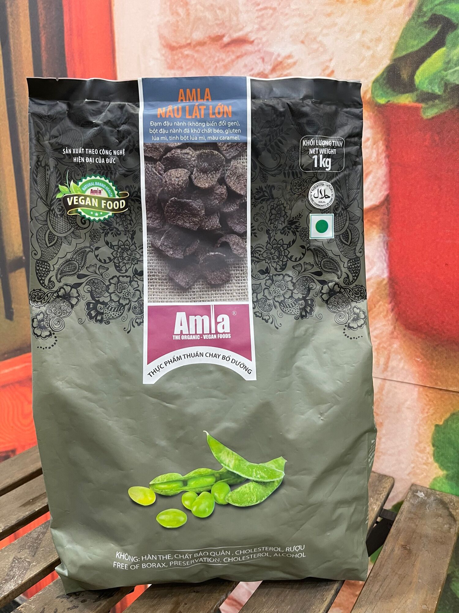 1kg - amla nâu lát lớn - thực phẩm chay dinh dưỡng- không biển đổi gen, gluten- thuần chay
