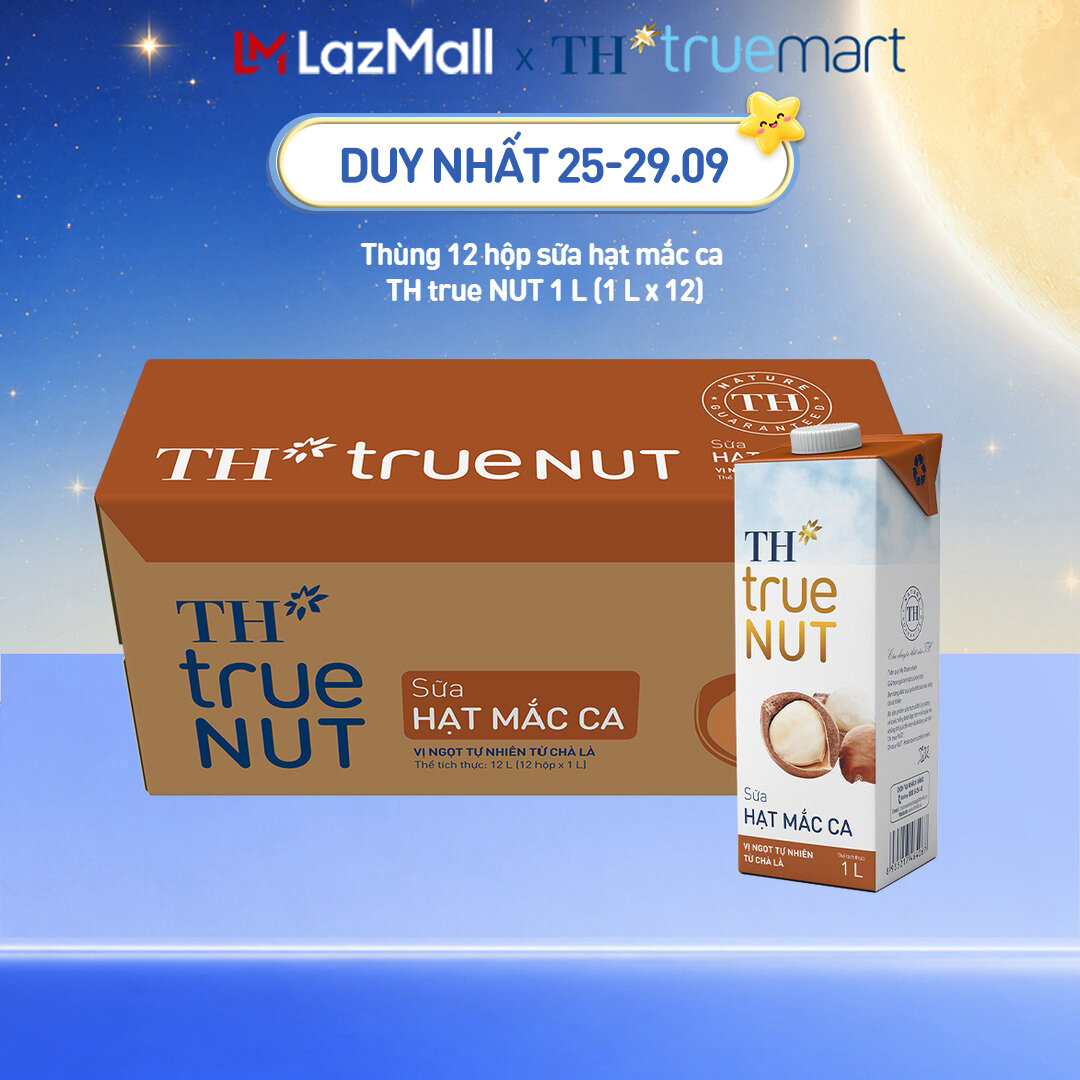 Thùng 12 hộp sữa hạt mắc ca TH true NUT 1 L (1 L x 12)
