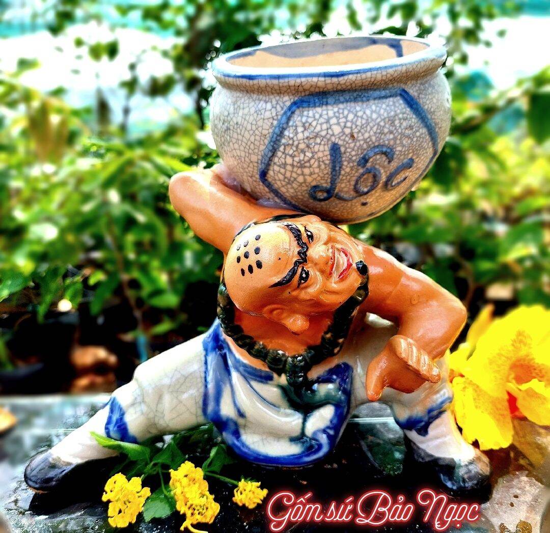 chậu tượng la hán vát vai men sứ cao cấp gốm sứ bảo ngọc bảo hành 20 năm