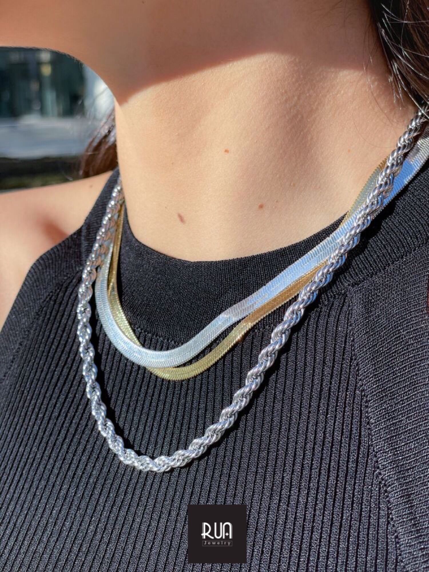 Dây Snake bạc real bản dẹp
